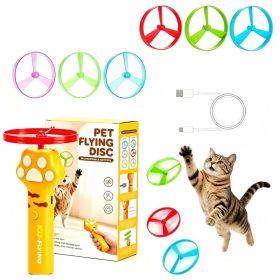 Cat Fetch Toy Flying Disc Launcher Rechargeable Interactive Cat Toys & 10 Discs (Option: A)