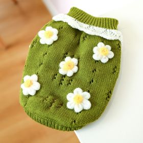 Pet Cats And Dogs Keep Warm And Comfortable Sweater (Option: Green-Flowers-S)