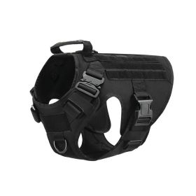 Military Tactical Dog Harness German Shepherd Adjustable Pet Dog Back (Option: Black-XL)
