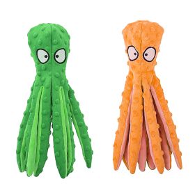 2Pcs Squeaky Dog Toys No Stuffing Crinkle Plush Octopus Dog Teething Toy Interactive Dog Toy Dog Training Toy For Puppy Small Medium Large Dog (Size/Color: Orange, Option: Green)
