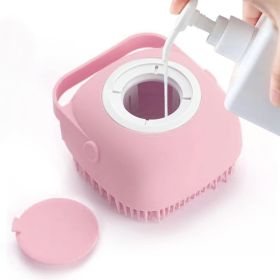 Pet Grooming Bath Massage Brush With Soap And Shampoo Dispenser Soft Silicone Bristle For Long Short Haired Dogs Cats Shower (Option: Pink)