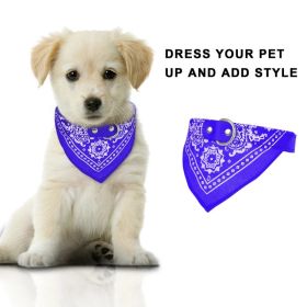 Adjustable Bandana Leather Pet Collar Triangle Scarf (Option: Blue-M)