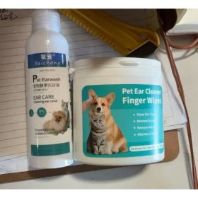 2-piece SetPet Eye Drops Dog Ear Wipes Finger, Ear Finger Wipes For Dogs & Cats, Ear Cleaner Finger Wipes For Ear Wax, Debris, Deodorizes, (Option: default)