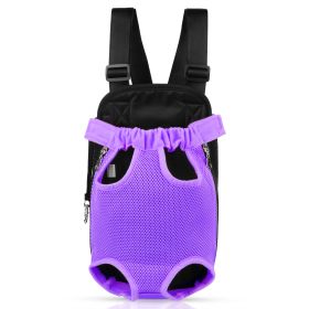 Dog Carrier Backpack Legs Out Front Pet Backpack Carrier Travel Bag Adjustable Shoulder Straps for Hiking Camping Shopping Biking (Size/Color: L, Option: Purple)