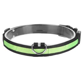 LED Dog Collar USB Rechargeable Adjustable Dog Safety Collar Night Safety Flashing Luminous Light up Collar (Size/Color: Green, Option: M)