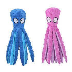 2Pcs Squeaky Dog Toys No Stuffing Crinkle Plush Octopus Dog Teething Toy Interactive Dog Toy Dog Training Toy For Puppy Small Medium Large Dog (Size/Color: Pink, Option: Blue)