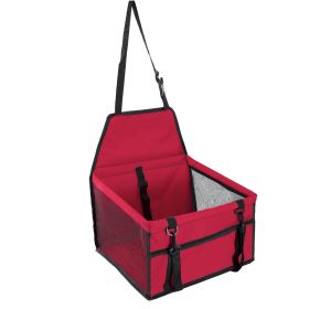Dog Booster Car Seat Foldable Dog Booster Seat Pet Travel Carrier w/ Clip-on Safety Leash Zipper Storage Pocket for Small Medium Pets Up to 20Lbs (Option: Red)