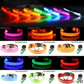 LED Adjustable Dog Collar Blinking Flashing Light Up Glow Pets Safety Waterproof (Option: S-Green)
