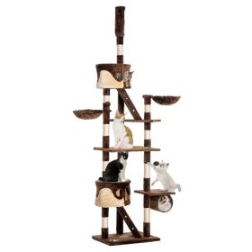 94"-102" Huge Cat Tree Ceiling High Cat Condo Scratching Post Activity Center Multi-Level Play House (Option: Brown)