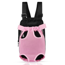 Dog Carrier Backpack Legs Out Front Pet Backpack Carrier Travel Bag Adjustable Shoulder Straps for Hiking Camping Shopping Biking (Size/Color: S, Option: Pink)