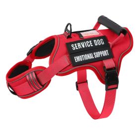Tactical Service Dog Harness With Handle, No-Pull Adjustable Reflective Pet Vest Harness For Easy Walking And Training (Option: Red-L)