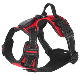 Light Up Dog Harness Rechargeable LED Dog Harness No Pull Lighted Dog Vest with Handle for Small/Medium/Large Dogs (Size/Color: XL, Option: Red)