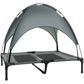 Large Elevated Dog Bed 6.2" L X 29.9" W 36.2" H Foldable Outdoor Cat Dog Canopy Cot w/ Carry Bag Grey (Option: Grey)