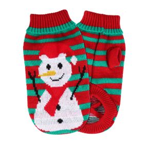 Pet Christmas Turtleneck Sweater Dog Cat Christmas Clothes Snowman Stripes Costume Winter Holiday Sweater for Small Medium Kitten Puppy Cats Dogs (Size/Color: M, Option: Snowman)