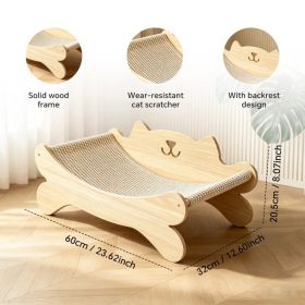 Cat Scratcher Bed for Indoor Cats Kitten Bed Cat Hammock with Solid Wood Frame Wear Resistant Sisal Backrest Design Cats Scratcher Lounge, Wooden (Option: Default title)