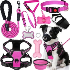 Dog Harness Collar And Leash Set - Dog Halter Harnesses Fits Small Medium Dogs Pink-M (Option: Pink)