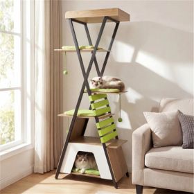 73" Multi-Level Cat Tree with Condo & Perch, Multi-Cat Climbing Tower with Scratching Pad & Interactive Toys (Option: Default title)