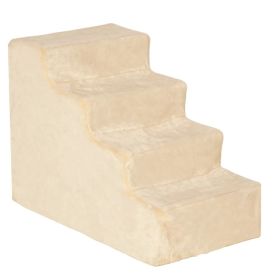 4-Step Dog Ramp for Sofa, Bed, and Couch, with Removable Cover, Beige (Option: Beige)