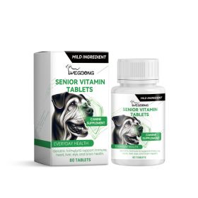 Senior Dog Vitamin Tablets, Multivitamin Supplement For Older Dogs, Support Immunity, Eyes, Skin & Bone Health, 80 Chewable Tablets (Option: 1Box)