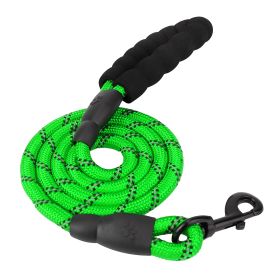 5FT Dog Leash Dog Training Walking Lead w/ Foam Handle Highly Reflective Treads Strong Nylon Dog Rope For Small Medium Dogs (Option: Green)