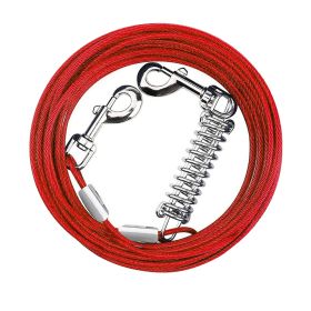 9.8FT Dog Tie Out Cable Long Dog Leash Chew Proof Lead Dog Chain with Durable Spring 360° Rotatable Clips PVC Case for Outside Yard Caming (Size/Color: 3M, Option: Red)