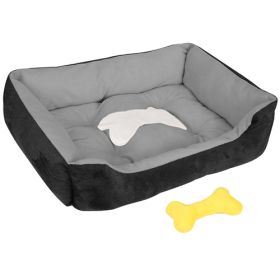 Pet Dog Bed Soft Warm Fleece Puppy Cat Bed Dog Cozy Nest Sofa Bed Cushion Mat For S/M Dog (Size/Color: L, Option: Black)