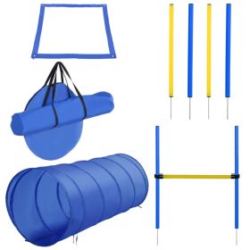 Dog Agility Starter Kit Pet Outdoor Exercise Training Set Tunnel 4 Weave Poles High Jumper (Option: Blue)