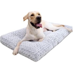 35x23 Inch Gray Plush Dog Crate Bed, Washable Pet Mat (Option: Gray)