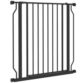 30"- 34" Easy Install Pet Gate w/ Door & Double Locking System, Extra Wide Dog Gate for Stairs, Hallways, Black (Option: Black)