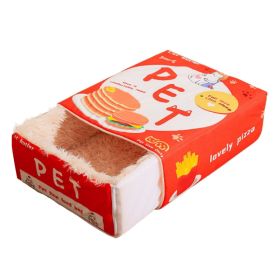 Snack Box Cat Bed Cartoon Rectangular Fully Enclosed Four Season Universal Multifunctional Soft Pet Bed For Home Travel Red (Option: default)