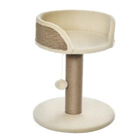 Cat Tree with Scratching Post, Toy Ball, Perch, Small Cat Tower for Indoor Cats - 16" x 16" x 19", Beige (Option: Beige)