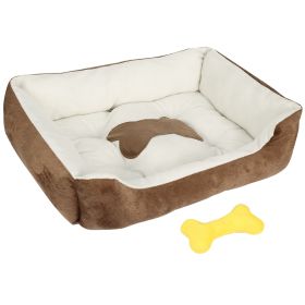 Pet Dog Bed Soft Warm Fleece Puppy Cat Bed Dog Cozy Nest Sofa Bed Cushion Mat For S/M Dog (Size/Color: M, Option: Brown)