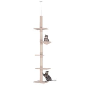 8.5ft Cat Climbing Tree 5-Tier Kitty Activity Center with Scratching Post Beige (Option: Beige)