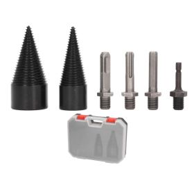 6 Pcs Wood Splitter Drill Bit 32mm 42mm Detachable Heavy Duty Splitting Cone Drill Bit With 4 Handles For Camping (Option: default)