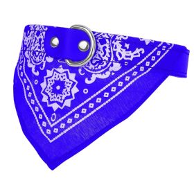 Adjustable Bandana Leather Pet Collar Triangle Scarf (Option: Blue-L)