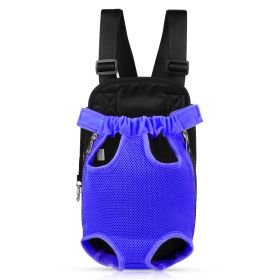 Dog Carrier Backpack Legs Out Front Pet Backpack Carrier Travel Bag Adjustable Shoulder Straps for Hiking Camping Shopping Biking (Size/Color: L, Option: Blue)