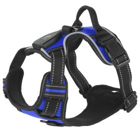 Light Up Dog Harness Rechargeable LED Dog Harness No Pull Lighted Dog Vest with Handle for Small/Medium/Large Dogs (Size/Color: S, Option: DarkBlue)
