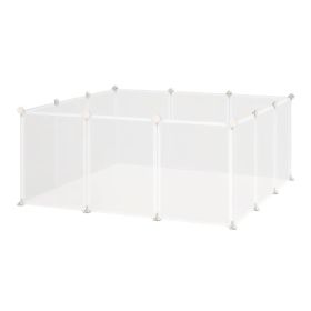 Small Animal Cage Plastic Chinchilla Cage 12 Panels for Bunny Chinchilla Guinea Pig, 18" x 14", White (Option: White)