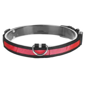 LED Dog Collar USB Rechargeable Adjustable Dog Safety Collar Night Safety Flashing Luminous Light up Collar (Size/Color: Red, Option: M)