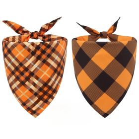 Fall Dog Bandanas 2 Pack, Pumpkin And Spider Web Pet Scarves For Large Dogs, Reversible Triangle Bibs For Halloween (Option: Multi)