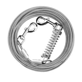 29.5FT Dog Tie Out Cable Long Dog Leash Chew Proof Lead Dog Chain with Durable Spring 360° Rotatable Clips PVC Case for Outside Yard Caming (Size/Color: 9M, Option: Grey)