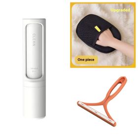 2-1 Reusable Pet Hair Remover Brush Lint Roller Portable Effective Self Cleaning Tool for Cat Dog Fur Hair Dust Removal Brush (Color: White Set)