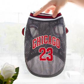 Pet Clothes Basketball Vest Large Mesh Summer Dog Clothes (Option: Basketball Wear No 23 Gray-XS)