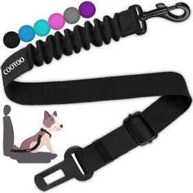 Adjustable Retractable Dog Car Seat Belt, Heavy-Duty Black Nylon Pet Safety Harness With Elastic Buffer For Vehicle Travel (Option: Black)