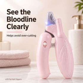 LED Pet Nail Clippers For Dogs & Cats, Professional Pet Nail Trimmer With LED Light To See Bloodline, Avoid Over-Cutting, Safe Grooming Tool For (Option: Pink)