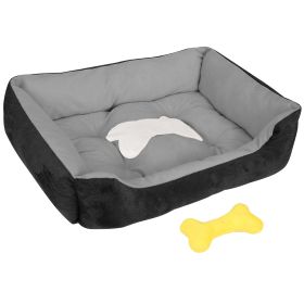 Pet Dog Bed Soft Warm Fleece Puppy Cat Bed Dog Cozy Nest Sofa Bed Cushion Mat For S/M Dog (Size/Color: M, Option: Black)