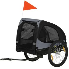 Dog Bike Trailer with Hitch Coupler, Quick Release Wheels, Reflectors, Flag for Medium Dogs, Black (Option: Black)