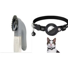 Reflective Collar Waterproof Holder Case For Airtag Air Tag Airtags Protective Cover Cat Dog Kitten Puppy Nylon Collar (Color: Black set)