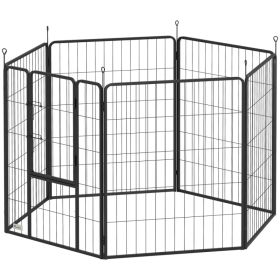 Heavy Duty Dog Playpen with Door for Large Dogs, 6 Panels, 39"H (Option: Black)