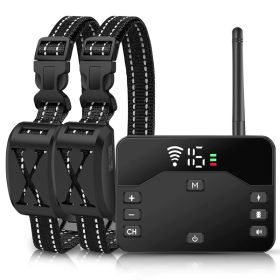 2 In 1 Wireless Electric Dog Fence Waterproof Pet Shock Boundary Containment System Electric Training Collar With 2 Receiver Collars For Small Me (Option: Black Fence with 2 Collars)